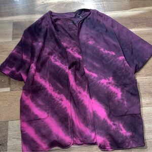 Mantra Thick Quality Knit Bright Pink and Purple Boho Tie Dye Kimono C7